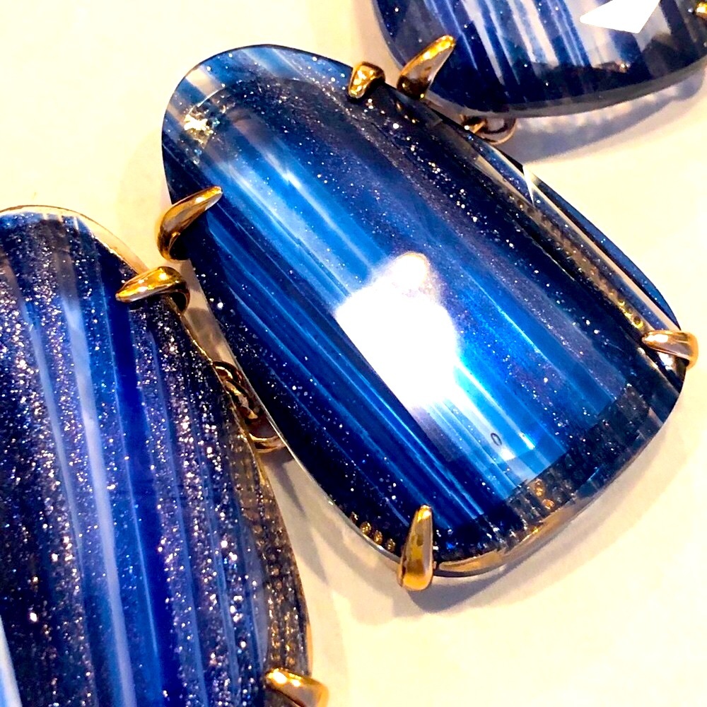 NWT RARE & RETIRED Kendra Scott Navy Dusted Harlow & Elles Rose Gold STUNNING! - Picture 11 of 13